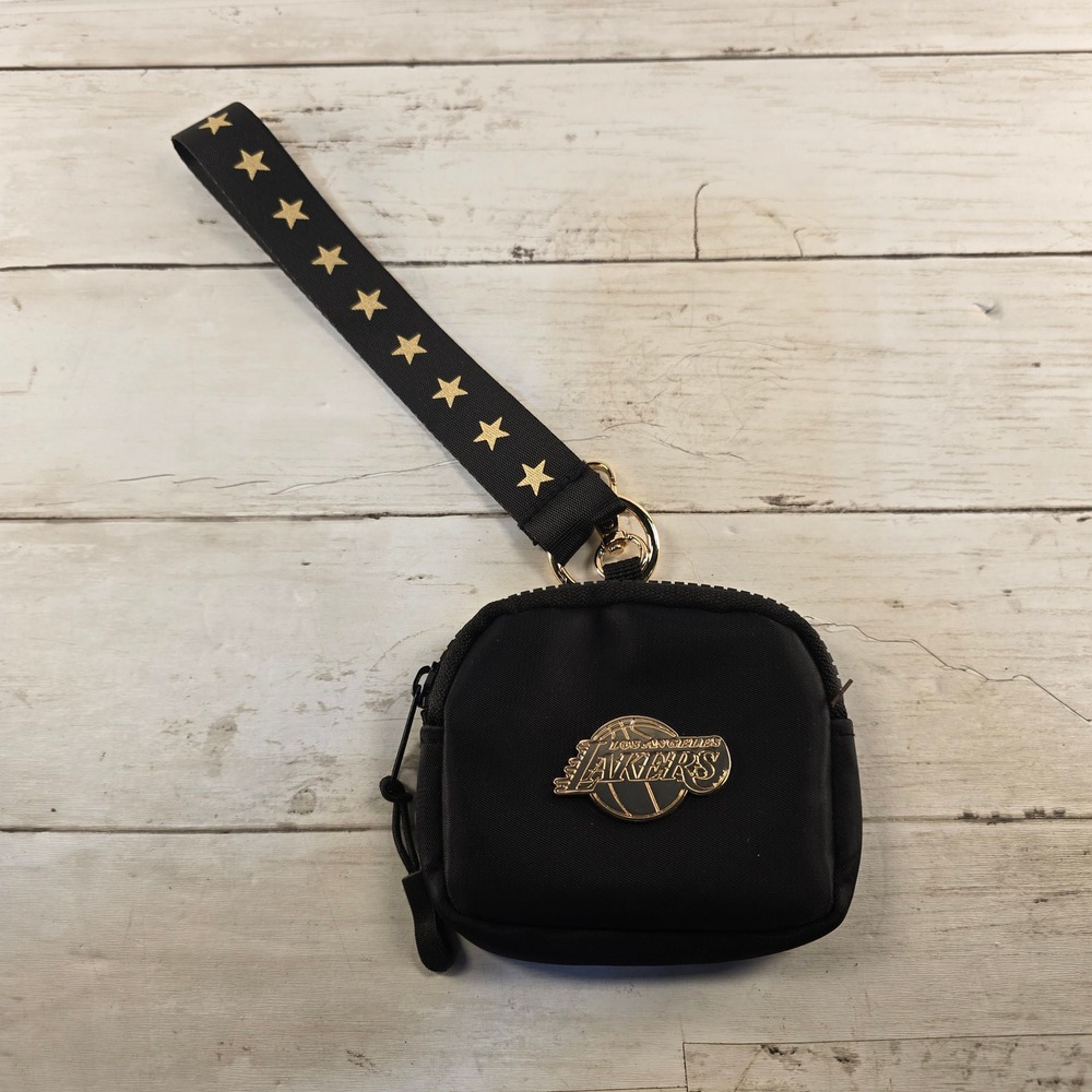 Success Brands LA Lakers Mini Pouch Wristlet Black Gold Star Strap NBA Accessory